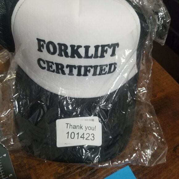 Brand new! Black and white Forklift Certified trucker hat snapback cap snap back - Picture 4 of 4